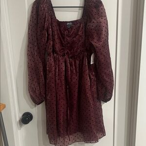ARULA Burgundy Polka Dot Dress